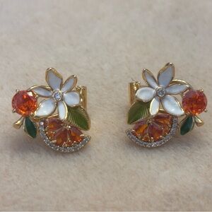 Kate Spade Floral Gold and Orange Earrings